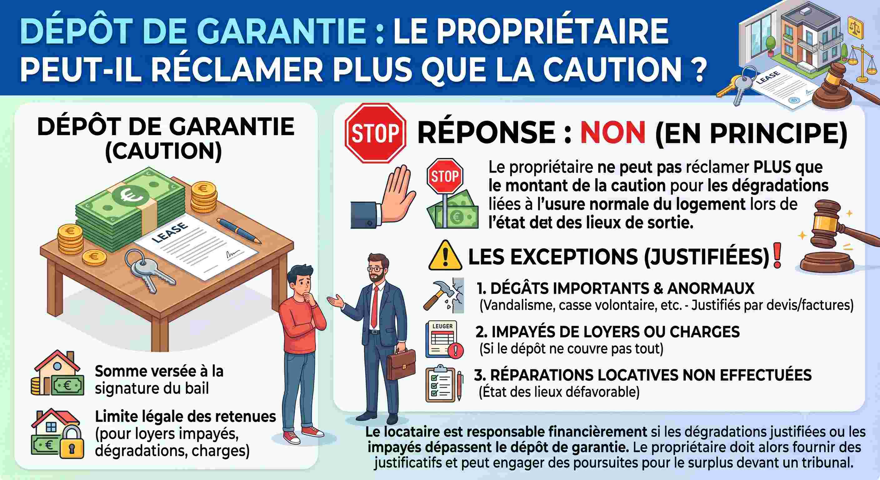Le propriétaire peut-il réclamer plus que la caution ?